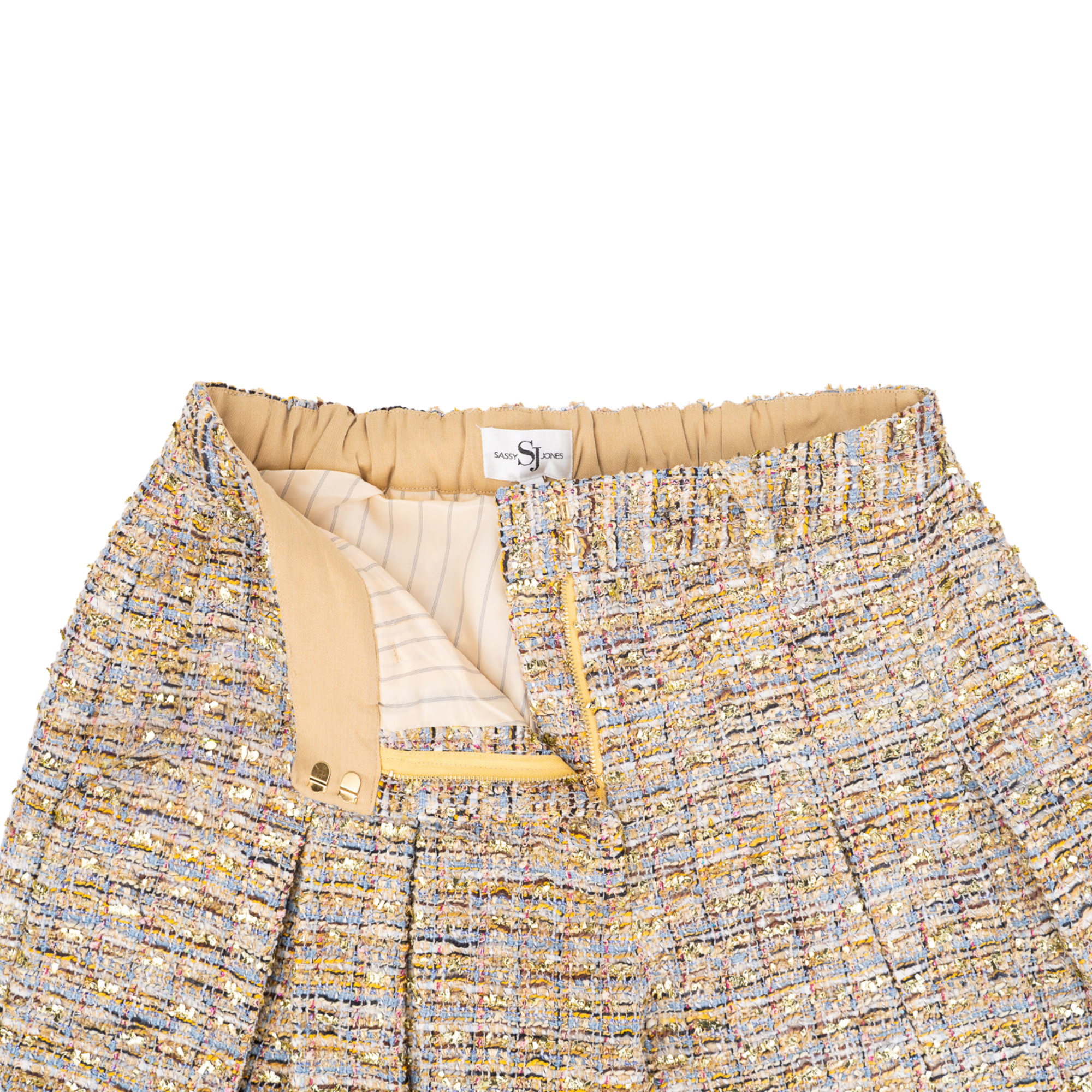 The Claire Metallic Tweed Pleated Trouser,Clothing, Sassy Jones,