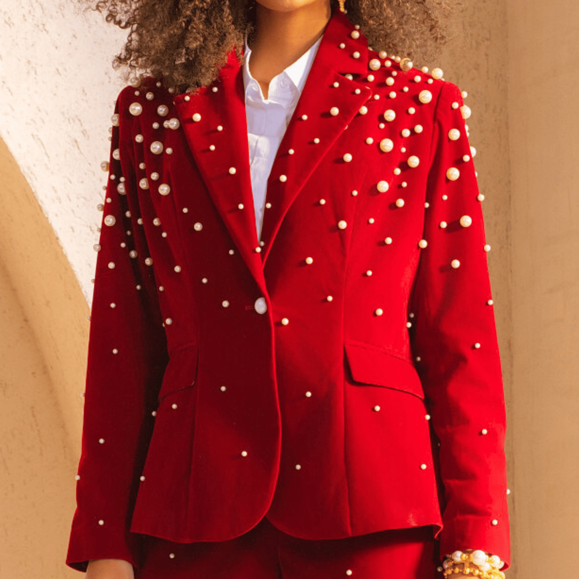 The Fiorella Blazer - Red Velvet Pearl,Clothing, Sassy Jones,