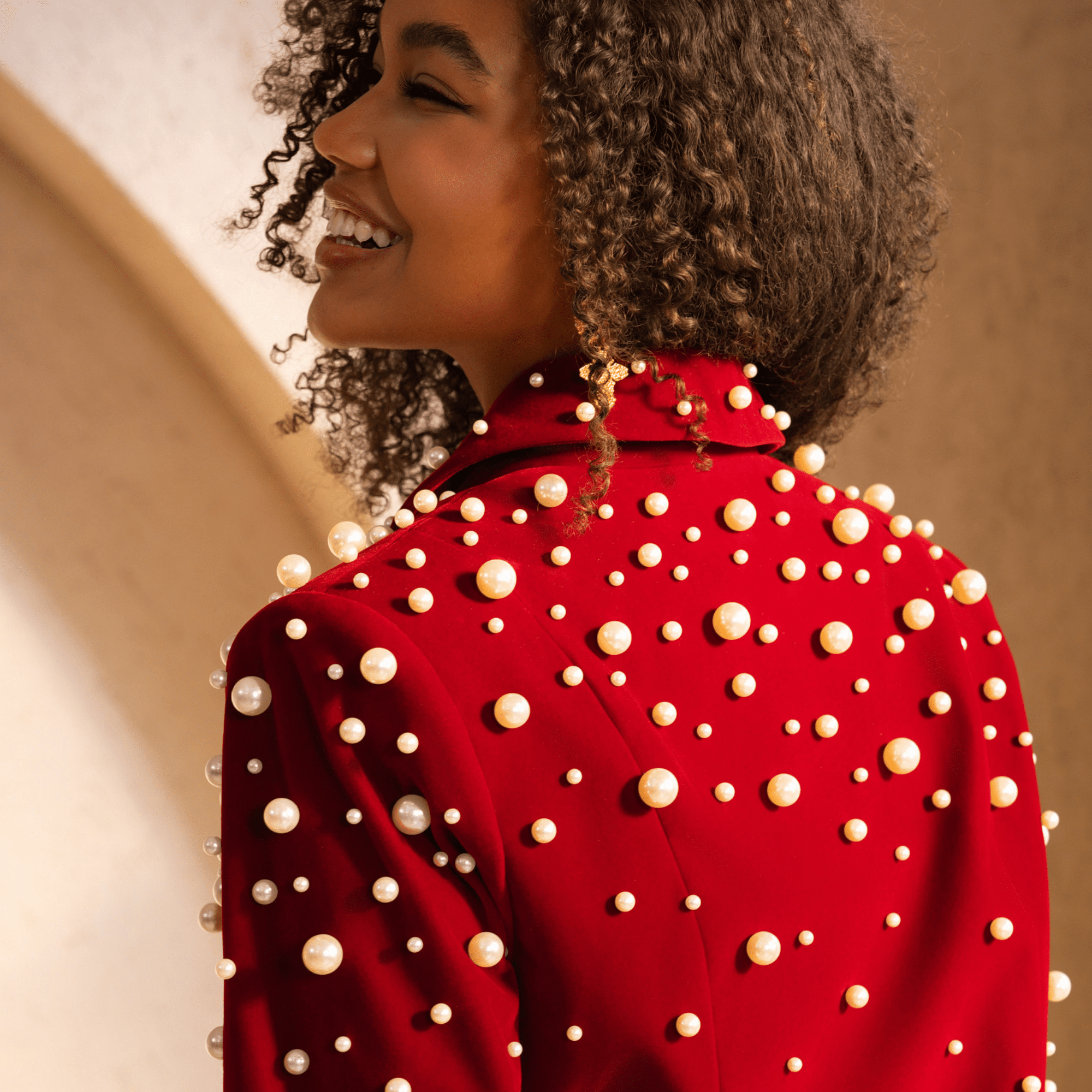 The Fiorella Blazer - Red Velvet Pearl,Clothing, Sassy Jones,