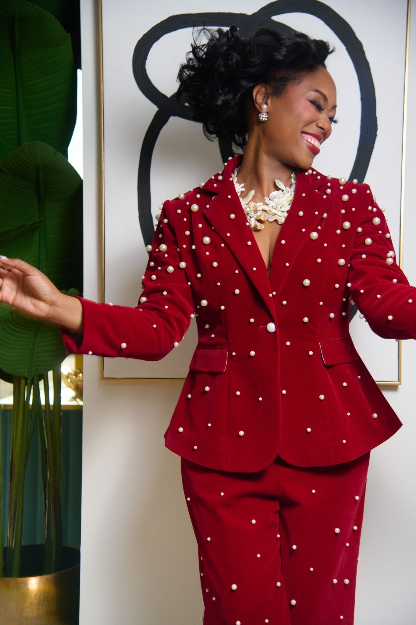 The Fiorella Blazer - Red Velvet Pearl,Clothing, Sassy Jones,