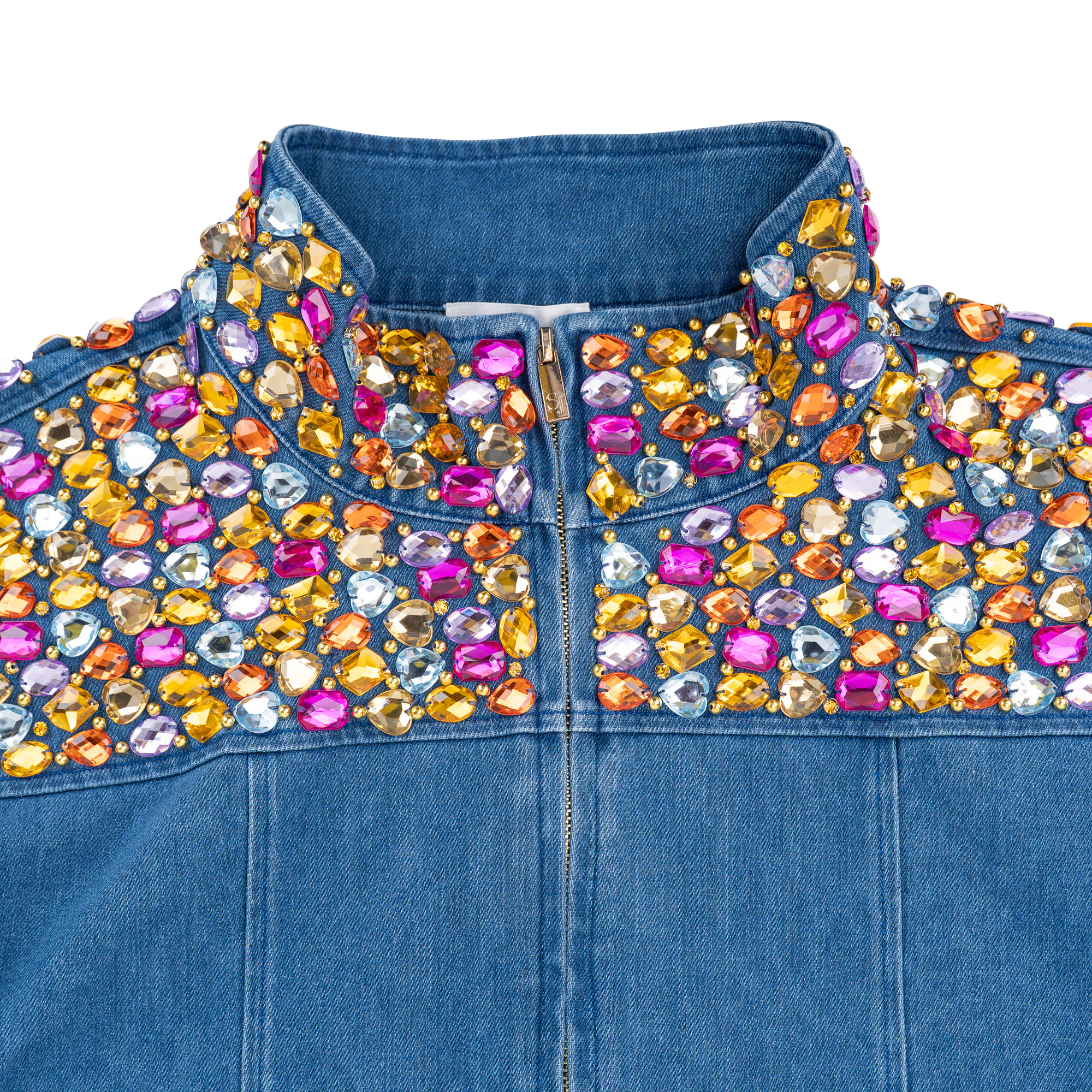 The Gemma Crystal Jogger Jacket - Denim,Clothing, Sassy Jones,