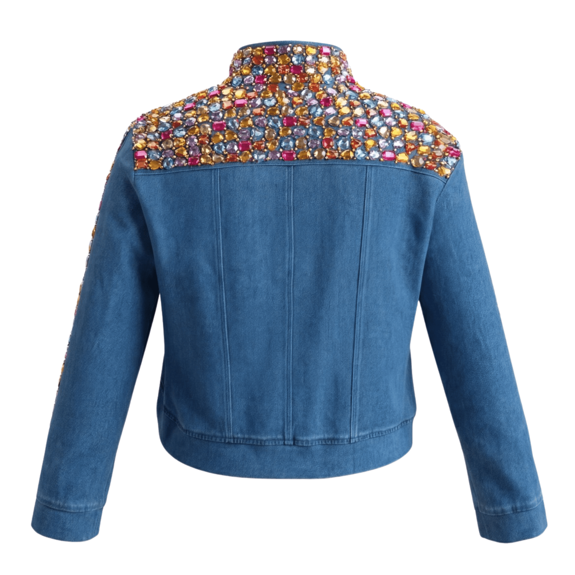 The Gemma Crystal Jogger Jacket - Denim,Clothing, Sassy Jones,