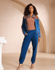 The Gemma Crystal Stretch Jogger Pant - Denim,Clothing, Sassy Jones,
