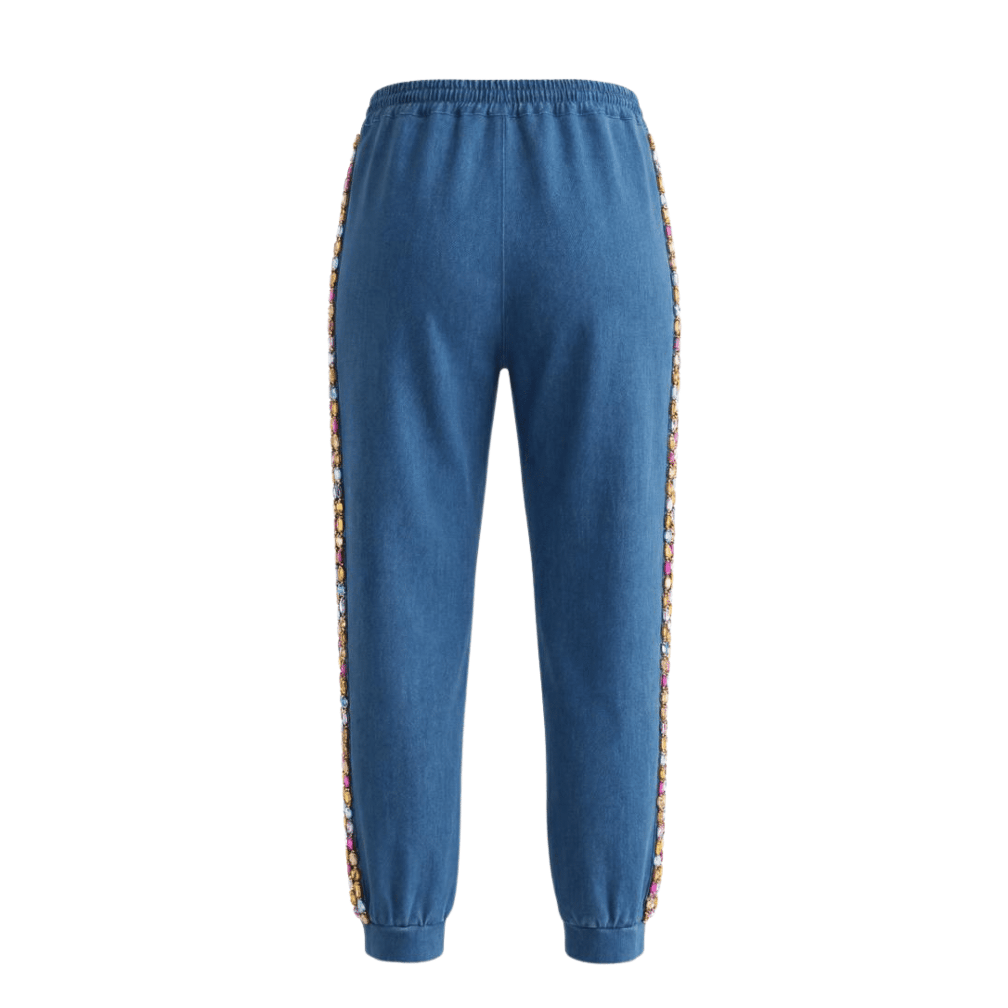 The Gemma Crystal Stretch Jogger Pant - Denim,Clothing, Sassy Jones,
