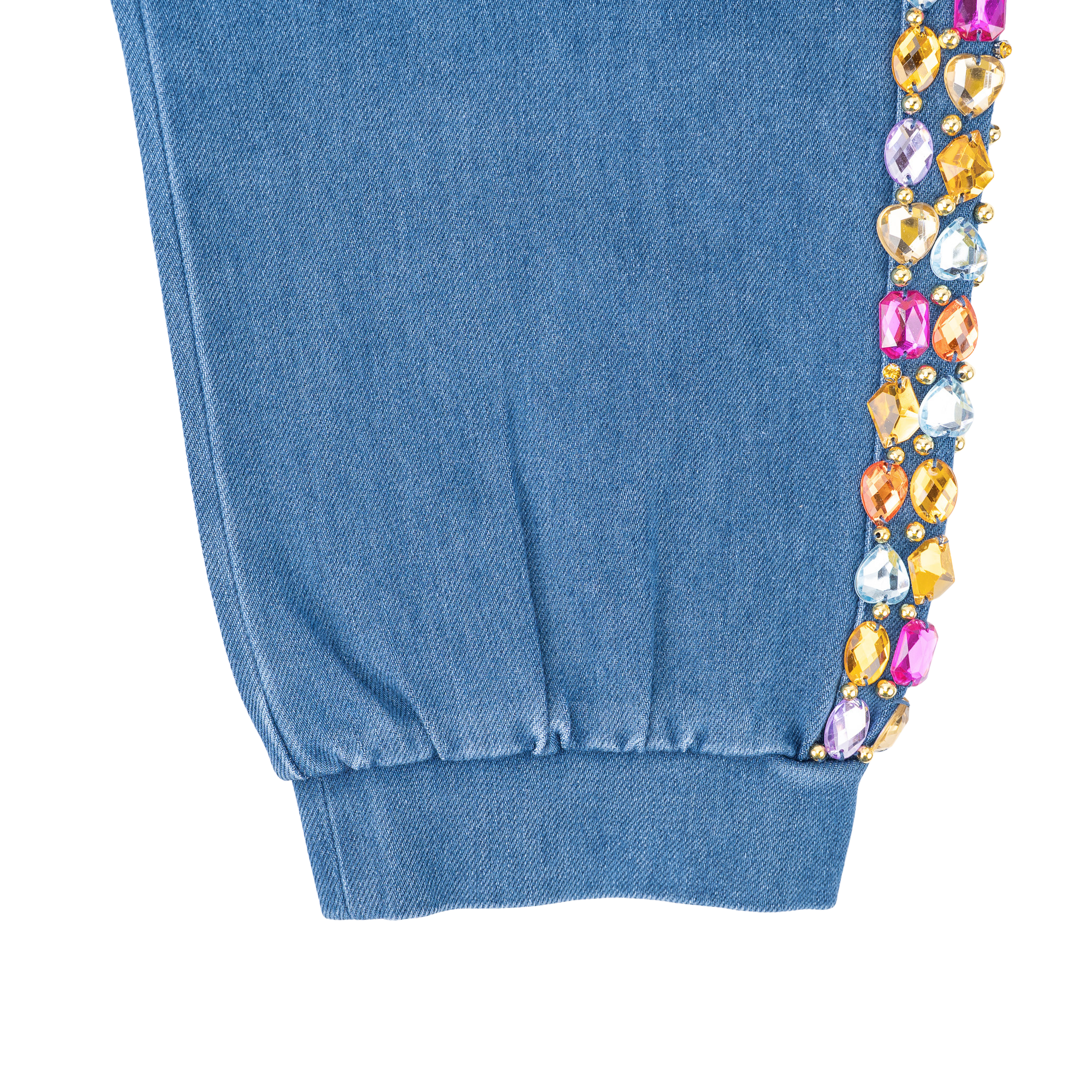 The Gemma Crystal Stretch Jogger Pant - Denim,Clothing, Sassy Jones,