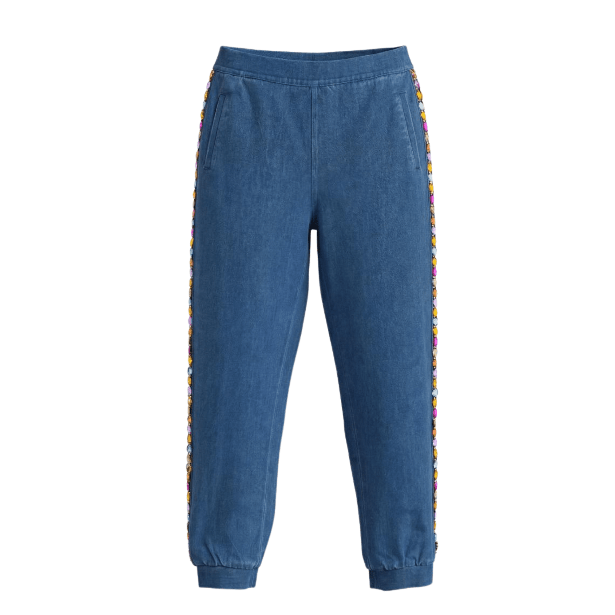 The Gemma Crystal Stretch Jogger Pant - Denim,Clothing, Sassy Jones,