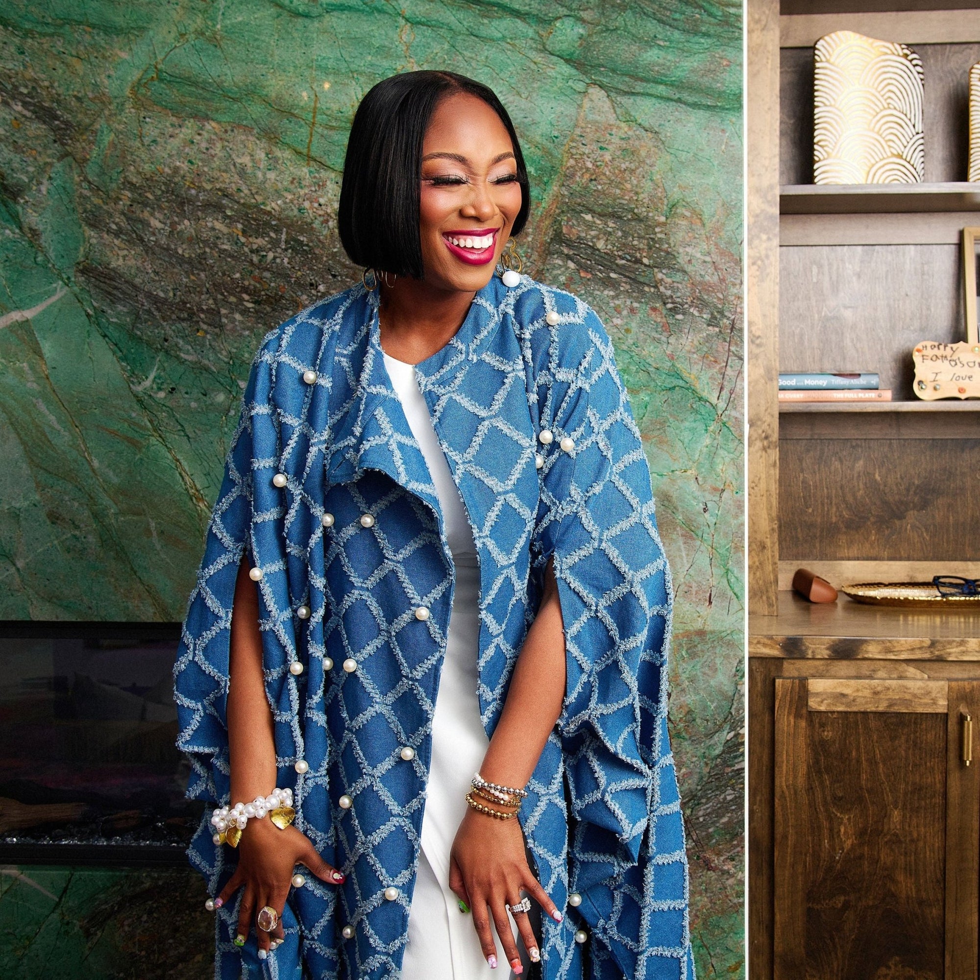 The Iconic Kimono Coat - Denim Shred Pearl,Clothing, Sassy Jones,