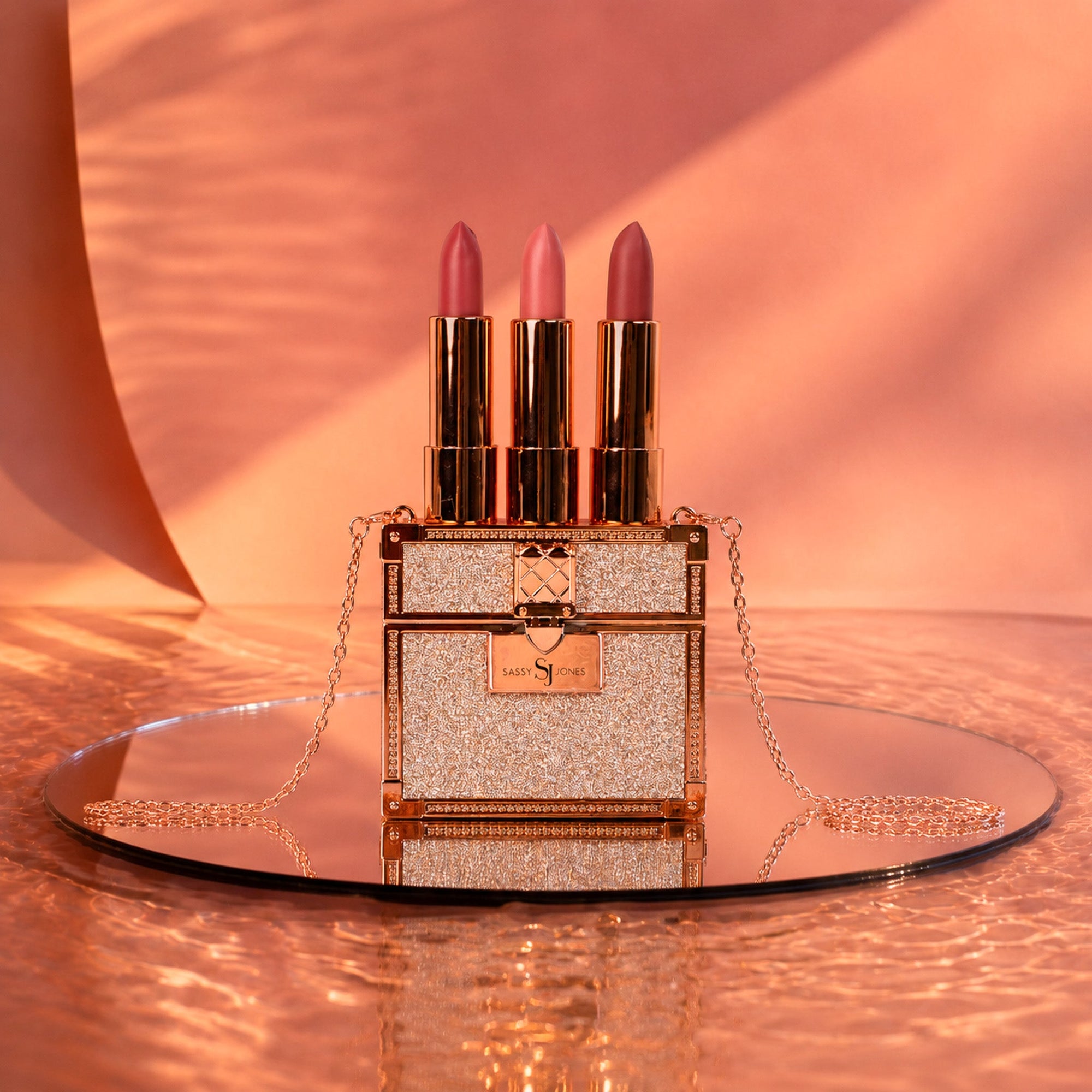 The Kiss Clutch - Exclusive Pink Lipsticks Travel Set,Beauty, Sassy Jones,