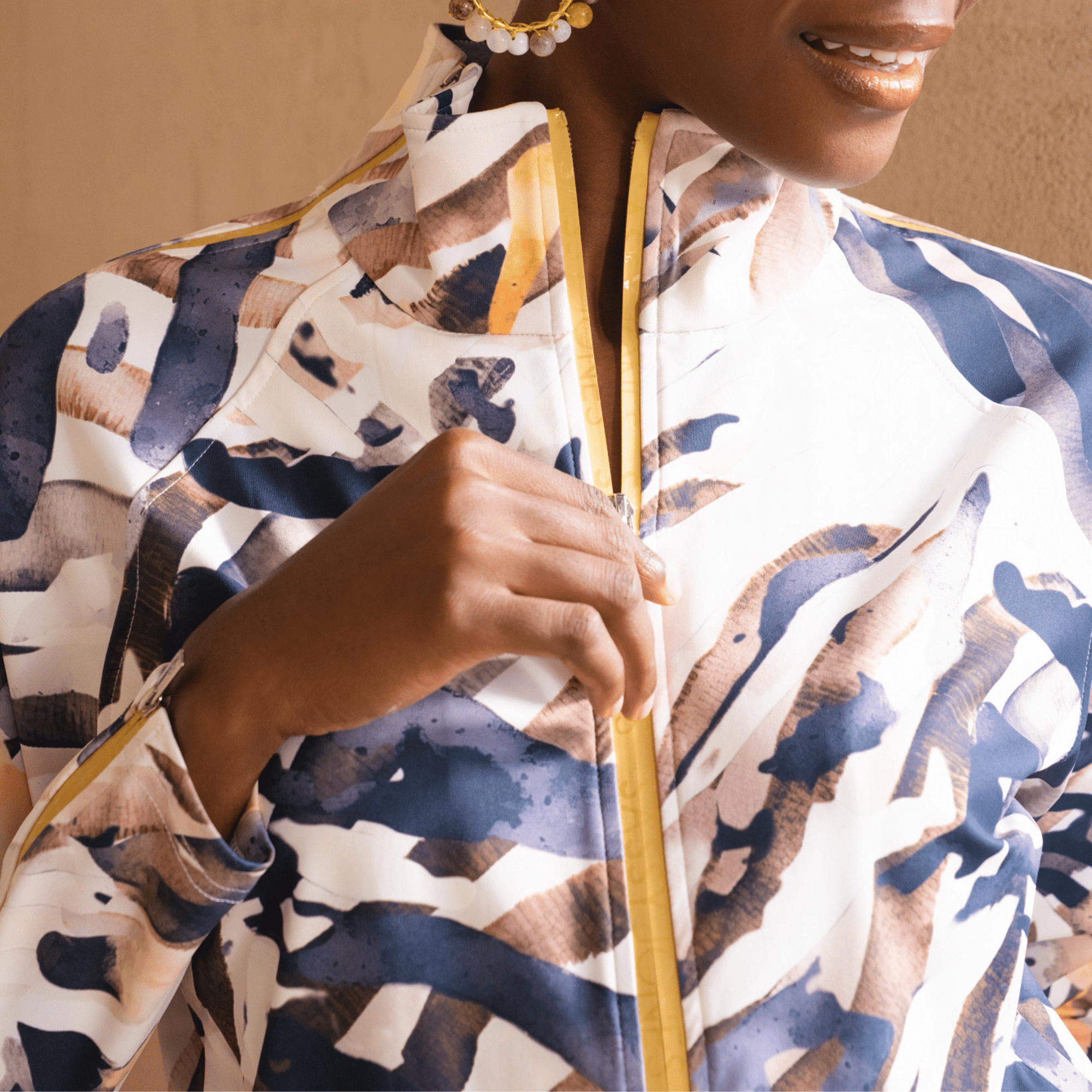 The Ulana 2 - Way Zip Stretch Jacket - Safari Ink,Clothing, Sassy Jones,