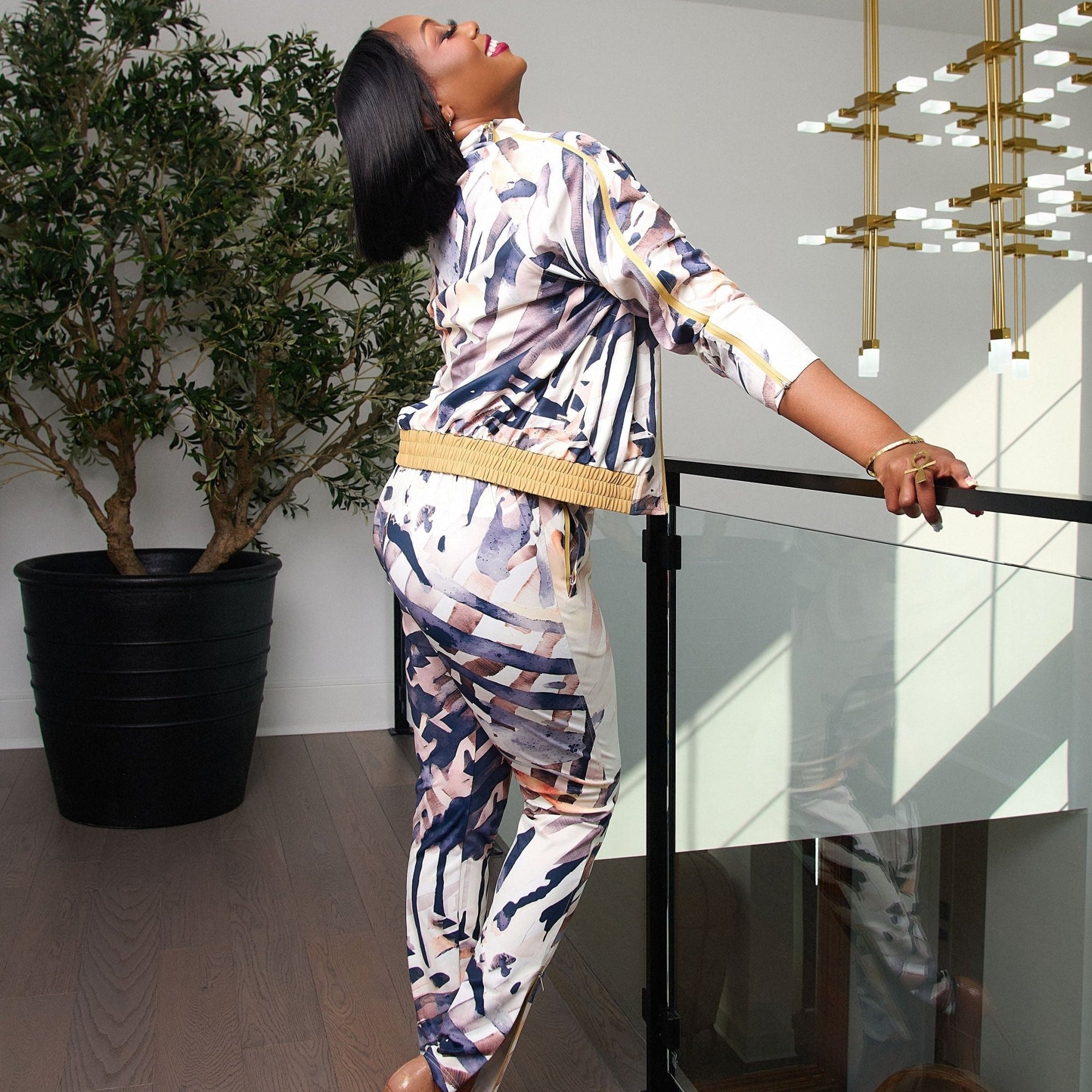 The Ulana Stretch Jogger Jacket - Safari Ink,Clothing, Sassy Jones,