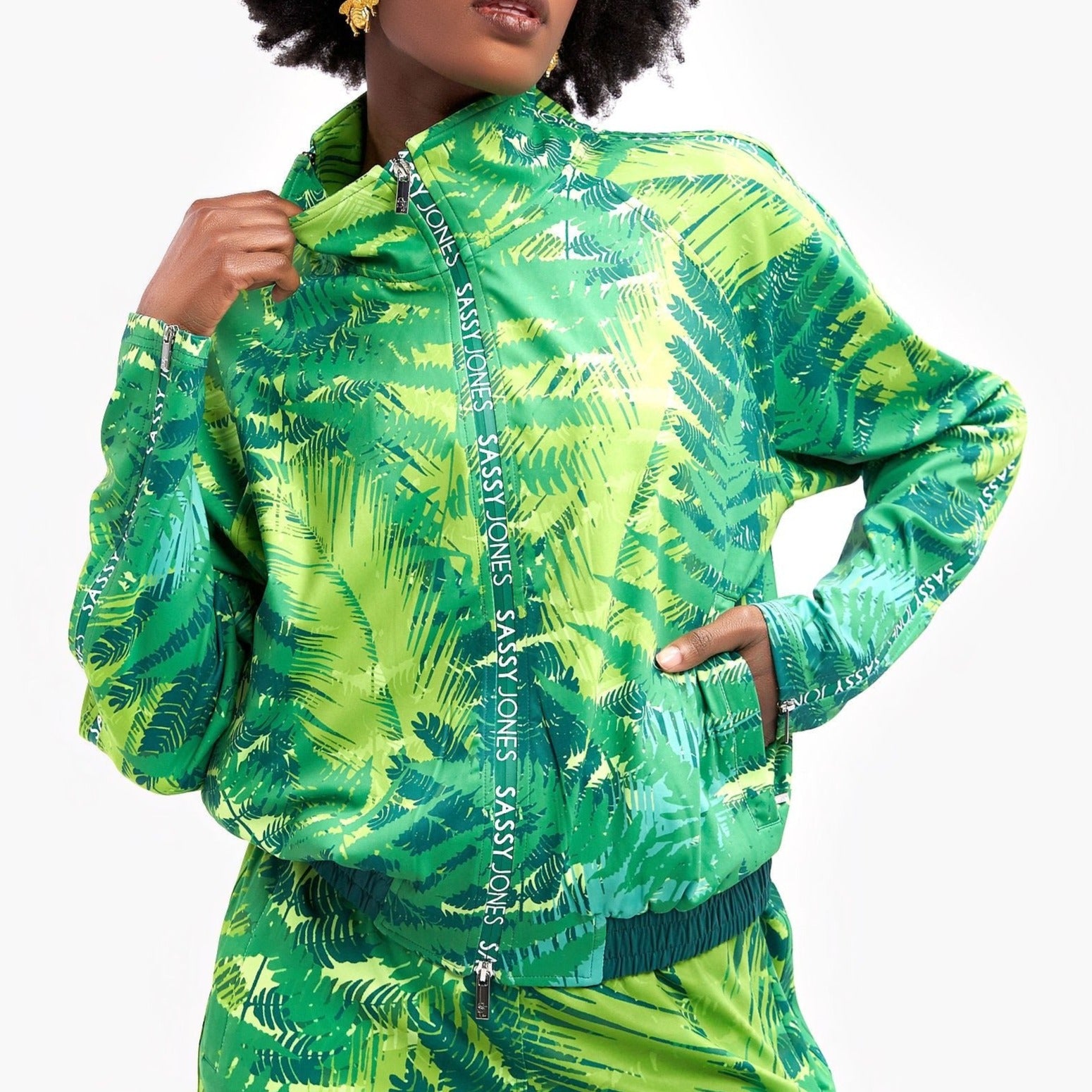 The Ulana Zip Sleeve Jacket - Lush Safari - Sassy Jones