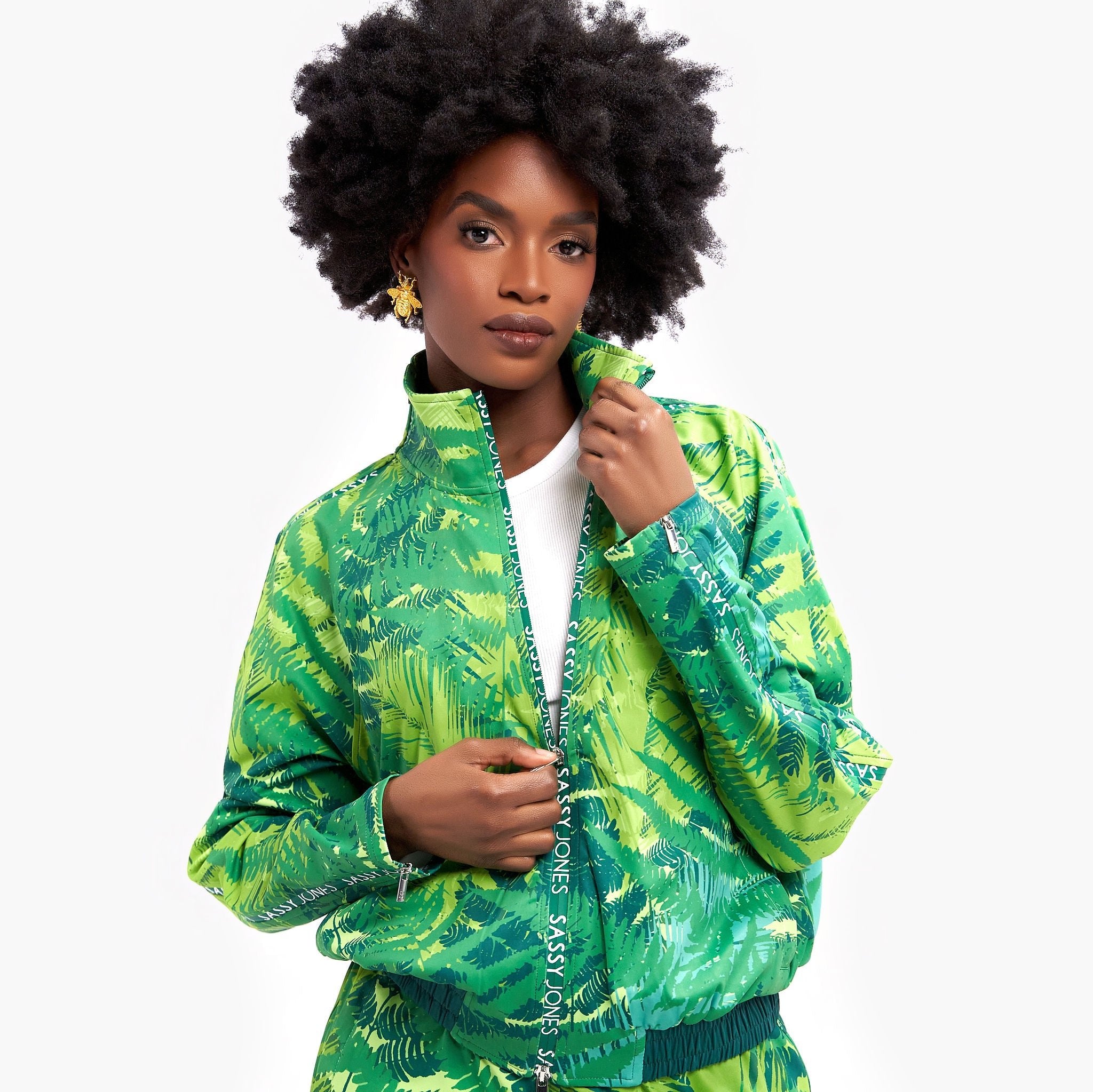 The Ulana Zip Sleeve Jacket - Lush Safari - Sassy Jones