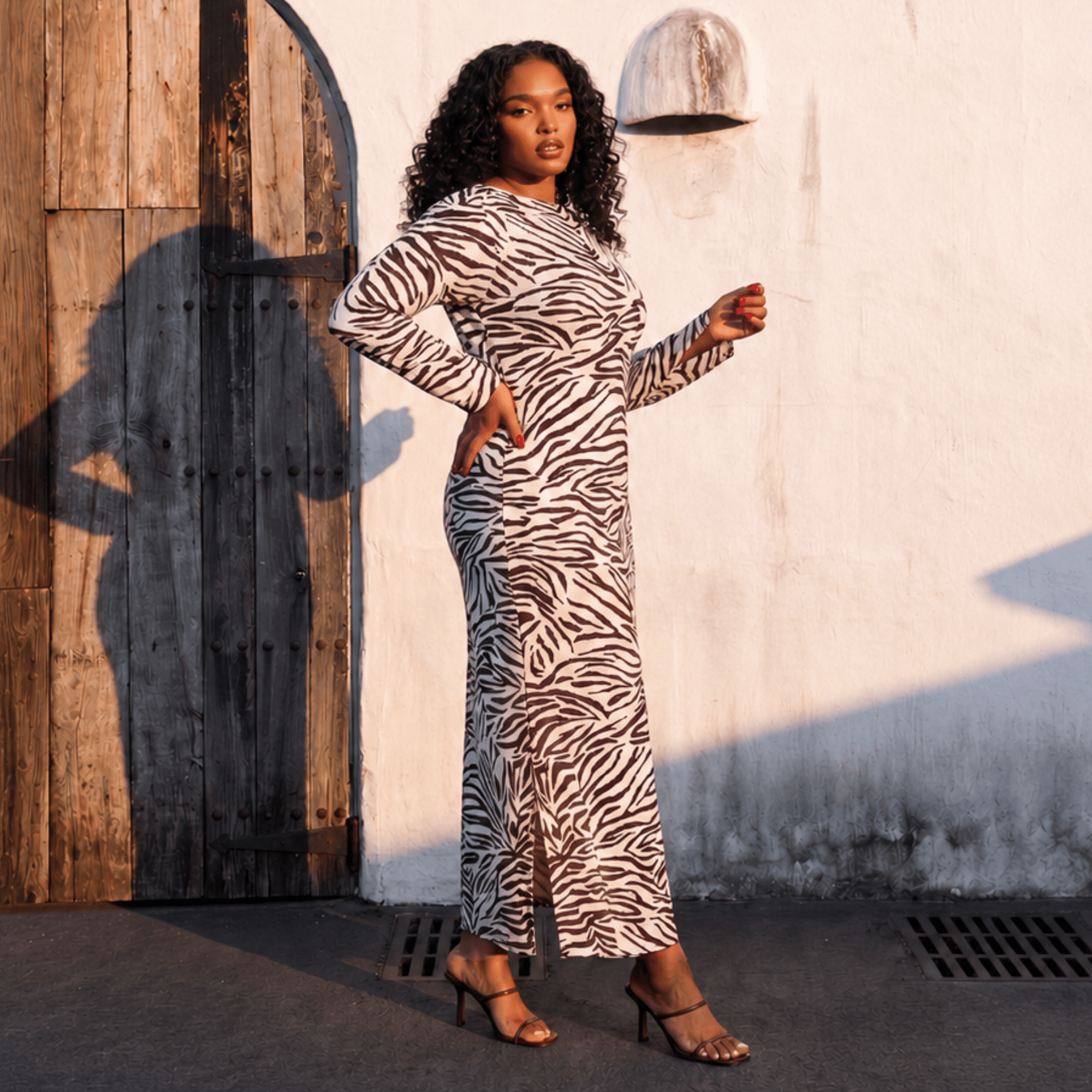 The Vionique Relaxed Wrap Tie Dress - Zebra,, Sassy Jones,