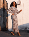 The Vionique Relaxed Wrap Tie Dress - Zebra,, Sassy Jones,