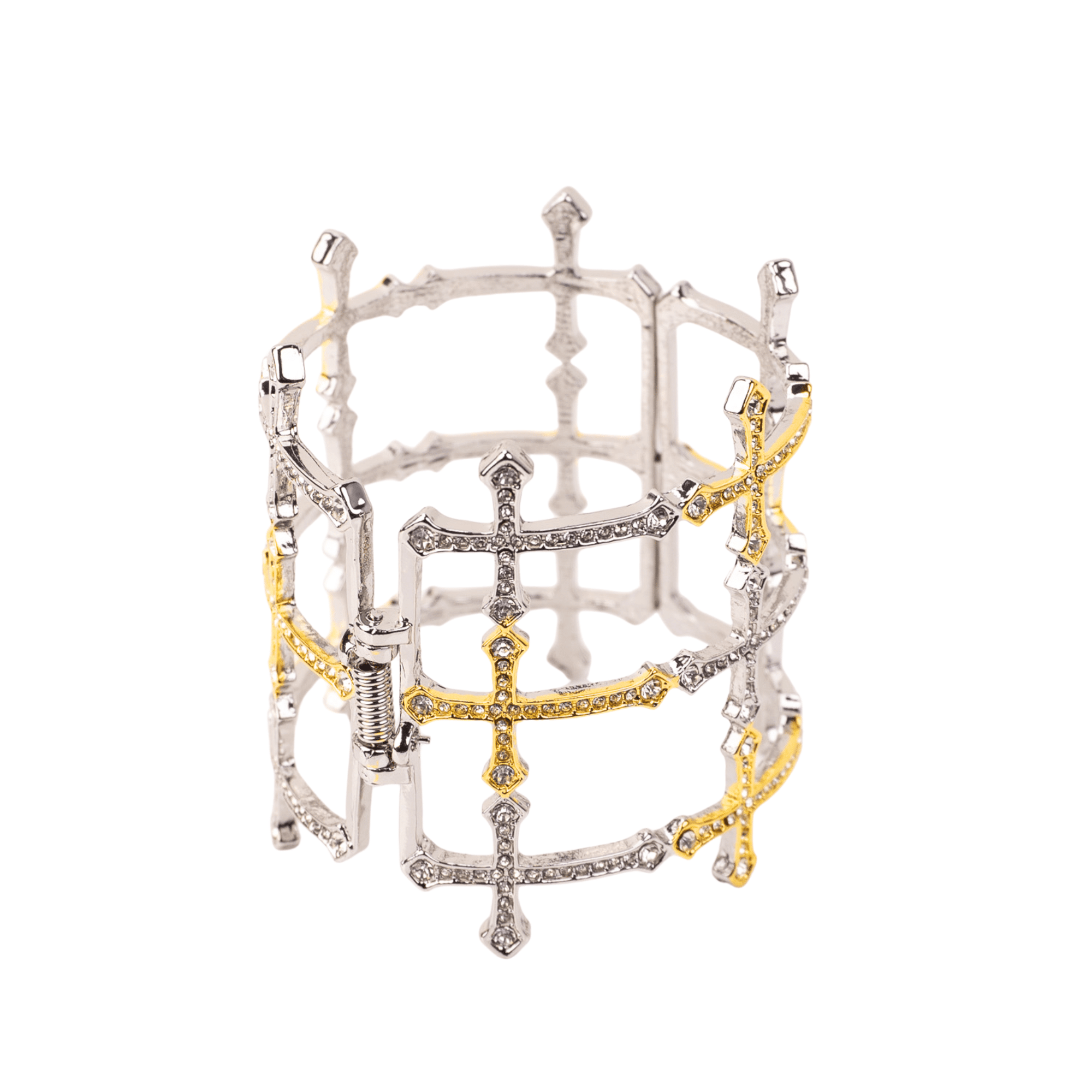 Trinity 18K Cross Sparkling Cuff,Bracelets, Sassy Jones,