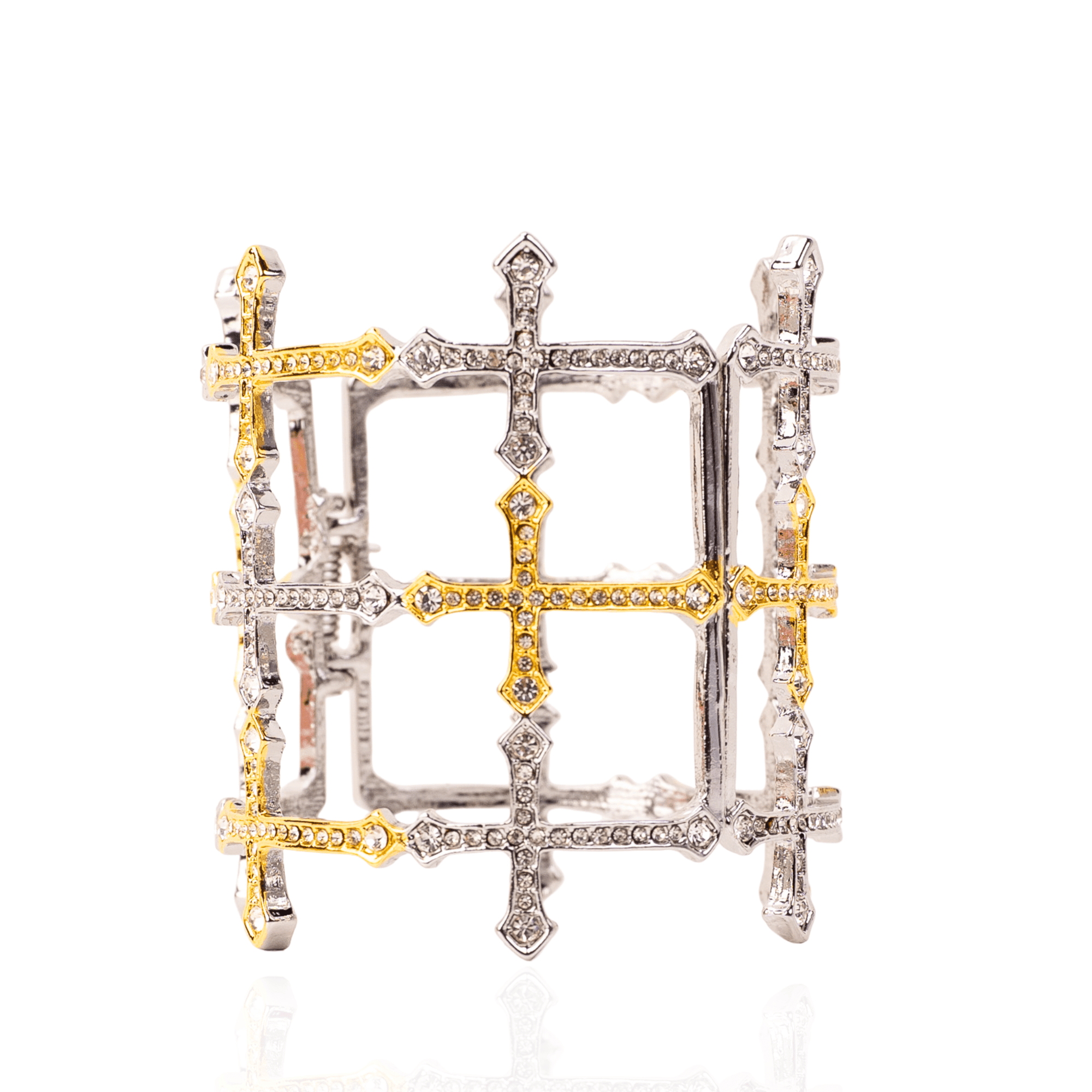 Trinity 18K Cross Sparkling Cuff,Bracelets, Sassy Jones,