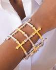 Trinity 18K Cross Sparkling Cuff,Bracelets, Sassy Jones,
