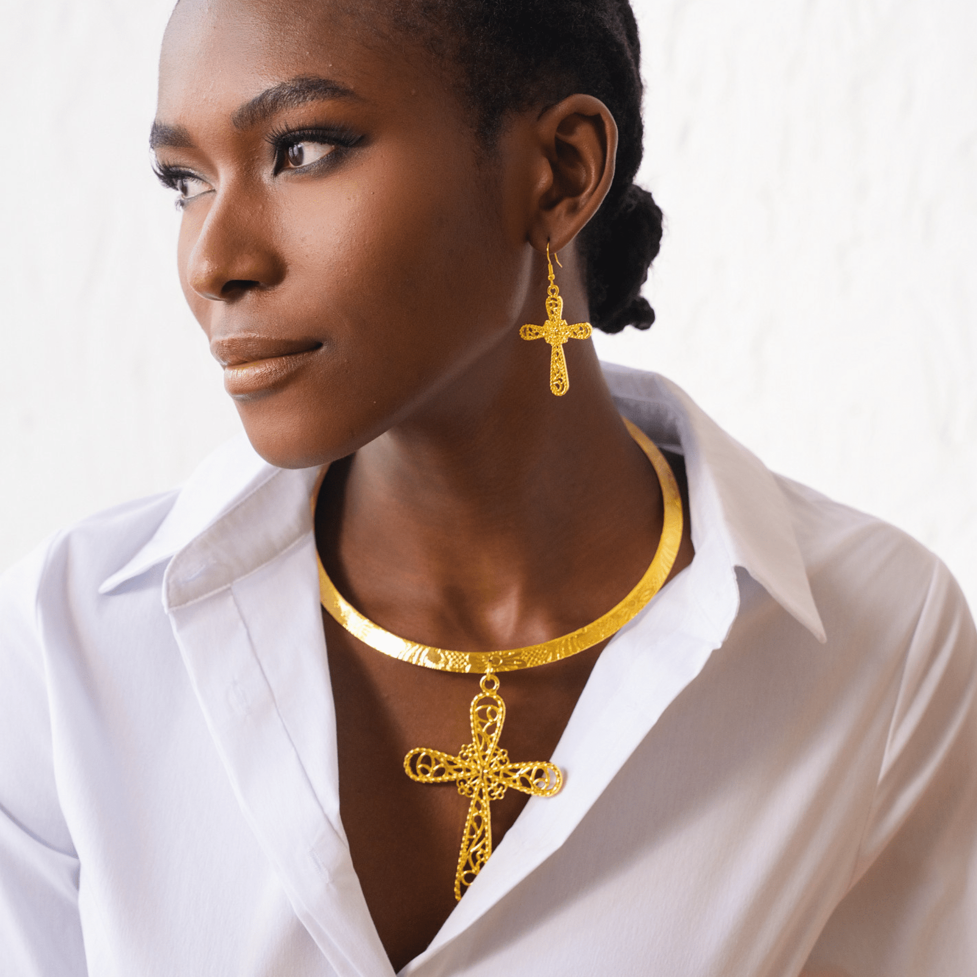 Trinity Cross Filigree Collar Bib,Necklaces, Sassy Jones,