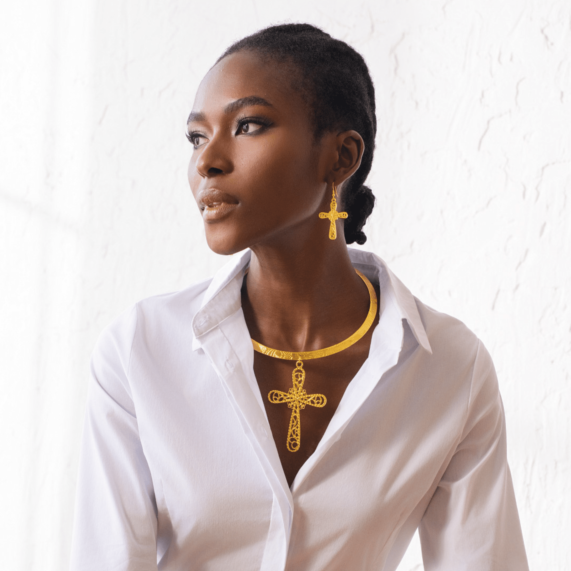 Trinity Cross Filigree Collar Bib,Necklaces, Sassy Jones,