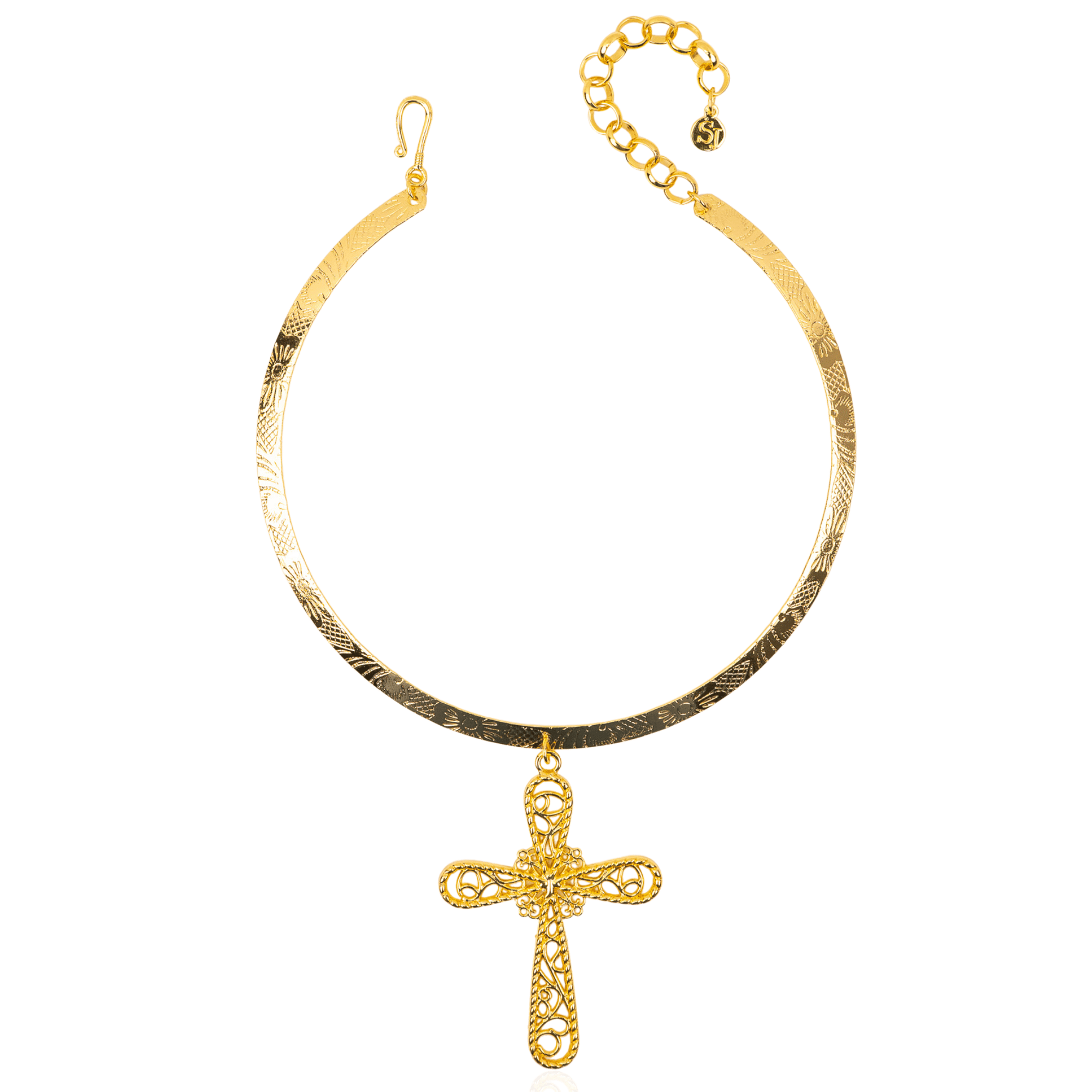 Trinity Cross Filigree Collar Bib,Necklaces, Sassy Jones,