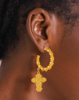 Trinity Cross Hoops - Dynasty Pearl,Earrings, Sassy Jones,