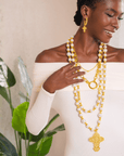 Trinity Cross Long Dress Chain - Dynasty Pearl,Necklaces, Sassy Jones,
