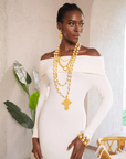 Trinity Cross Long Dress Chain - Dynasty Pearl,Necklaces, Sassy Jones,