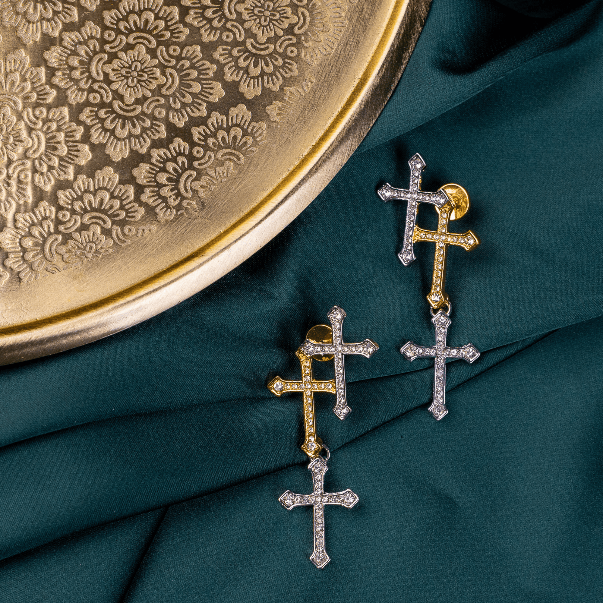 Trinity Cross Sparkling Dangles,Earrings, Sassy Jones,