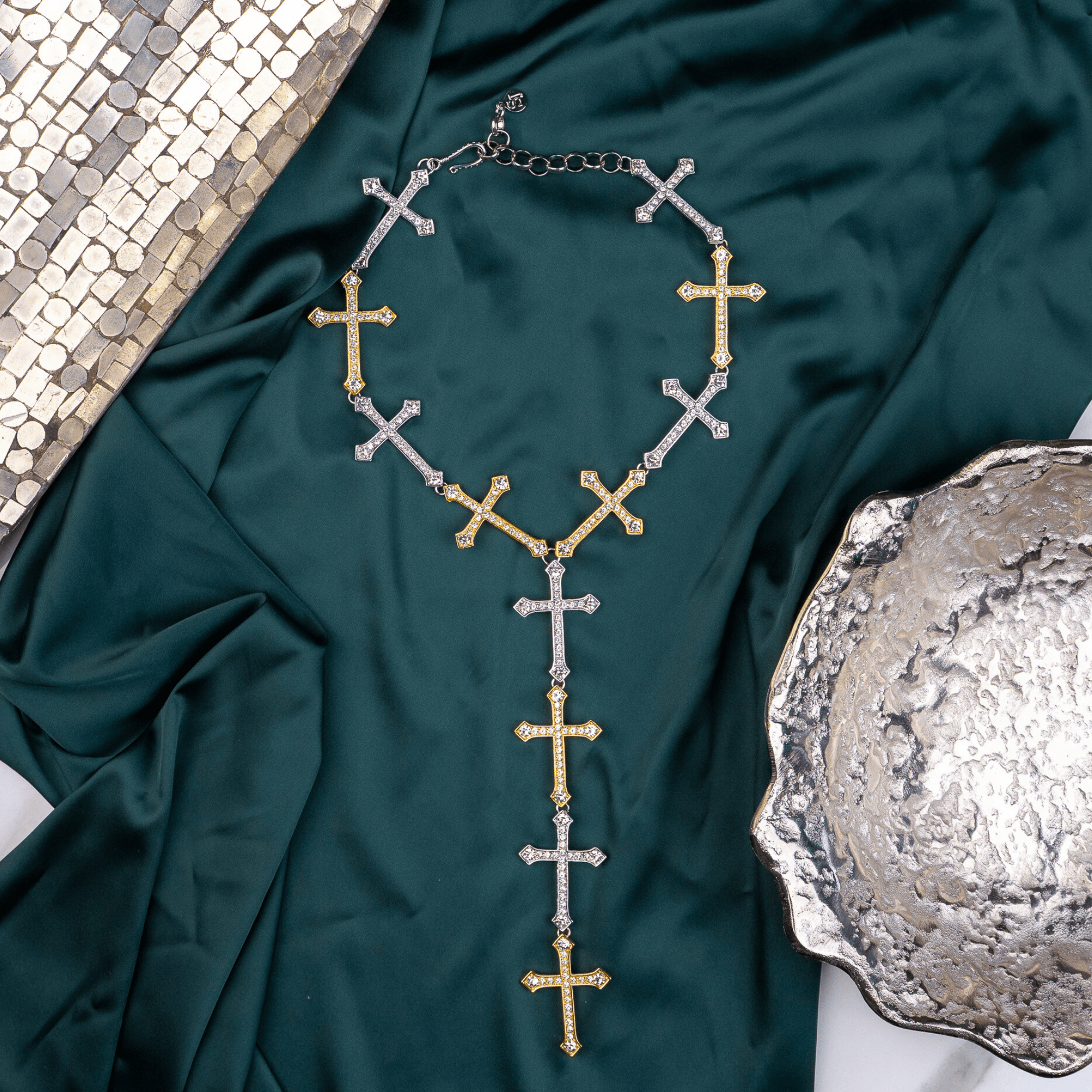 Trinity Cross Sparkling Lariat,Necklaces, Sassy Jones,