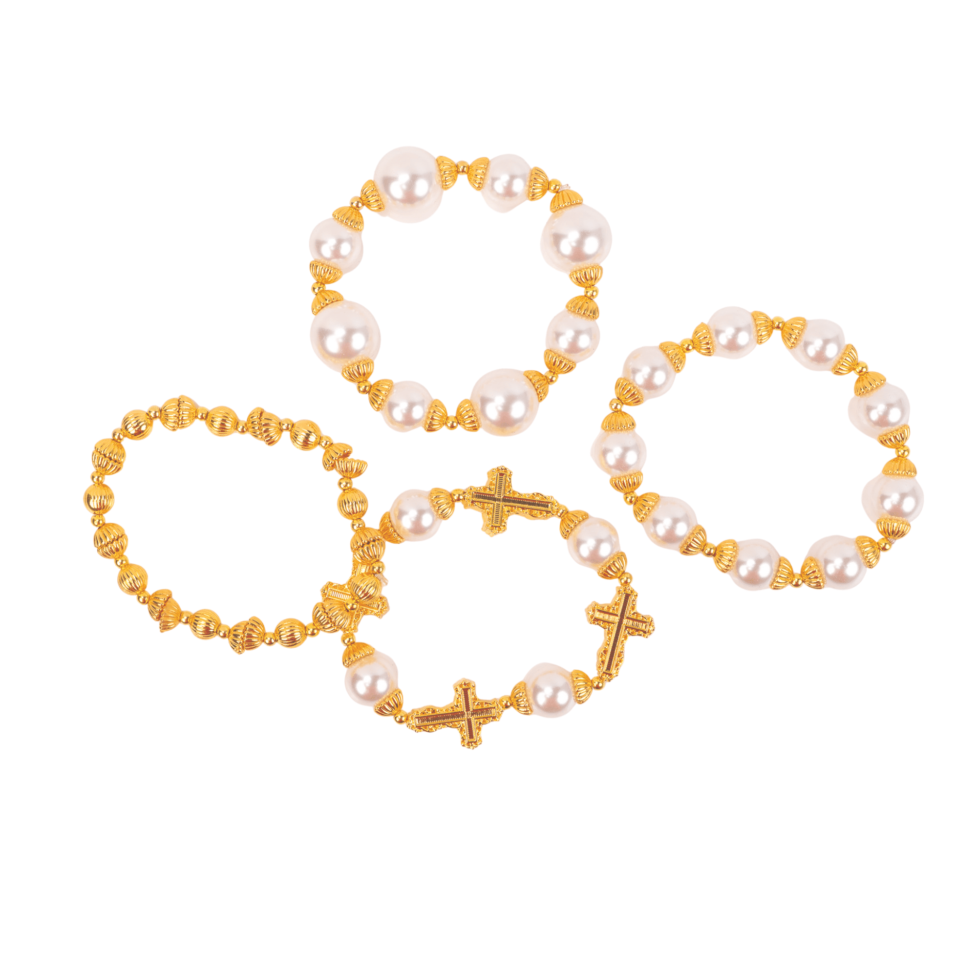 Trinity Cross Stretch Bracelet Stack - Dynasty Pearl,Bracelets, Sassy Jones,