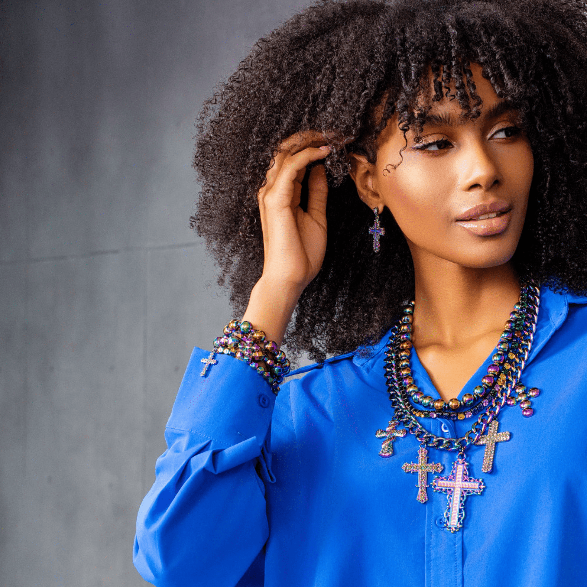 Trinity Crucifix Cross 4pc Stretch Bracelet Stack - Heaven’s Rainbow,Bracelets, Sassy Jones,