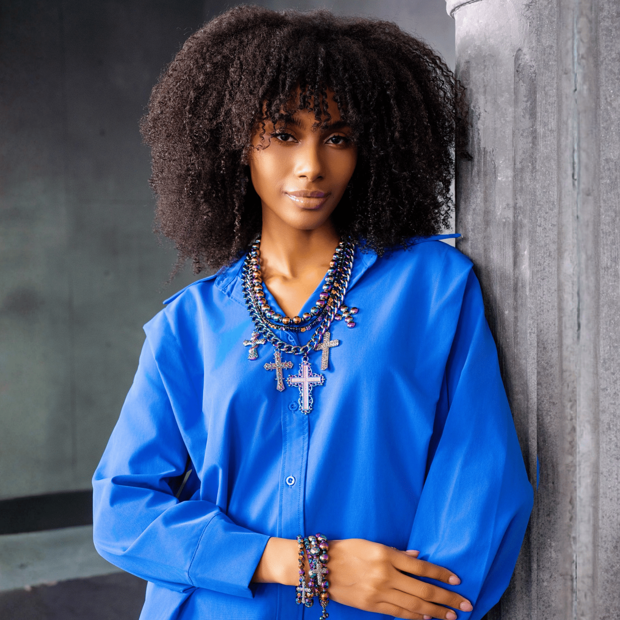 Trinity Crucifix Cross 4pc Stretch Bracelet Stack - Heaven’s Rainbow,Bracelets, Sassy Jones,