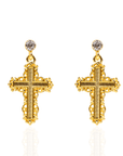 Trinity Crucifix Cross Filigree Drop Earrings - Gold,Earrings, Sassy Jones,