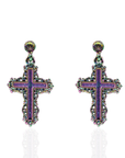 Trinity Crucifix Cross Filigree Drop Earrings - Heaven’s Rainbow,Earrings, Sassy Jones,