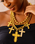 Trinity Crucifix Cross Statement Chain - Gold,Necklaces, Sassy Jones,
