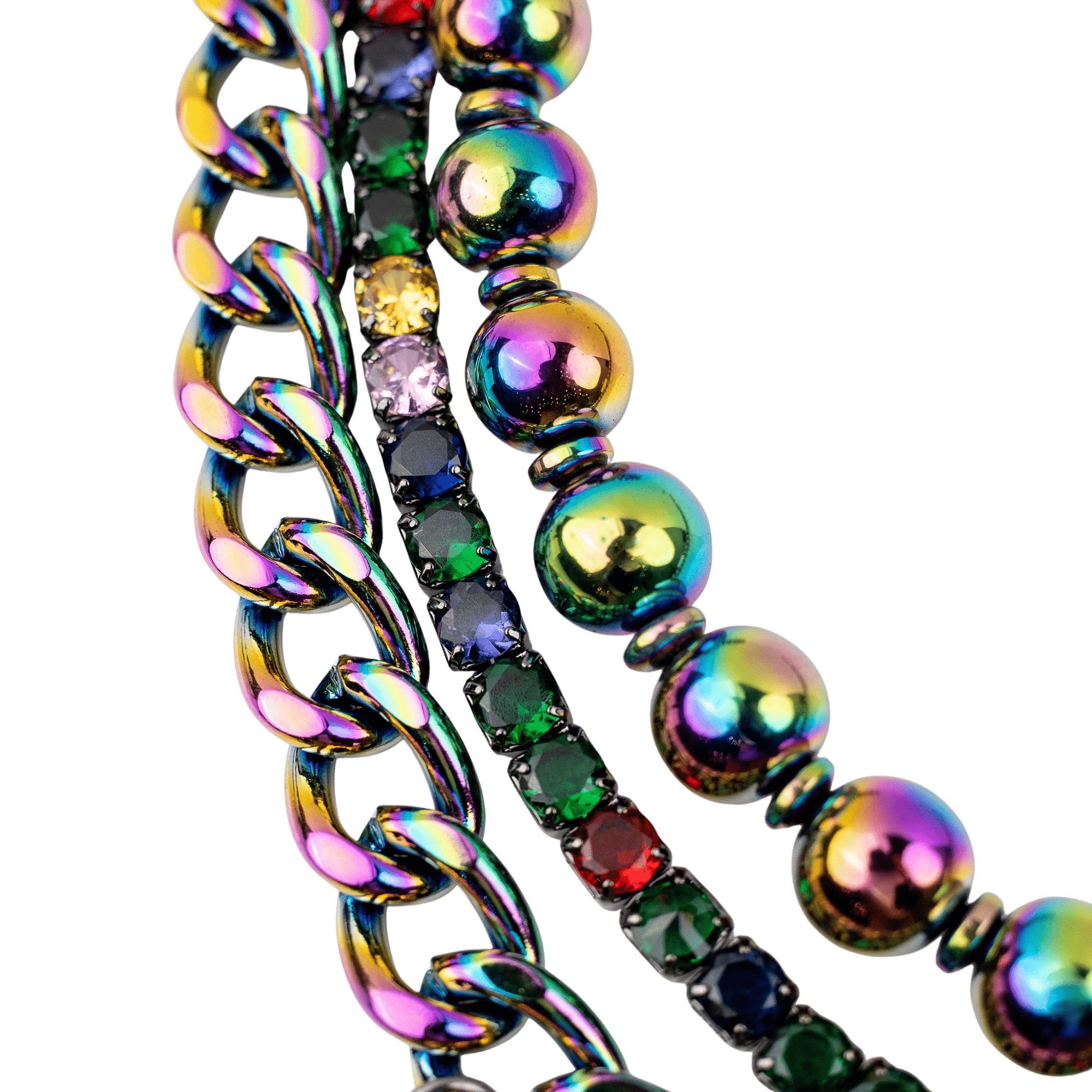 Trinity Crucifix Cross Statement Chain - Heaven’s Rainbow,Necklaces, Sassy Jones,