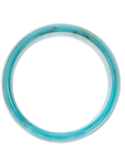 Glossy aqua marbled resin bangle bracelet with ocean inspired turquoise and pearl swirls on a white background.