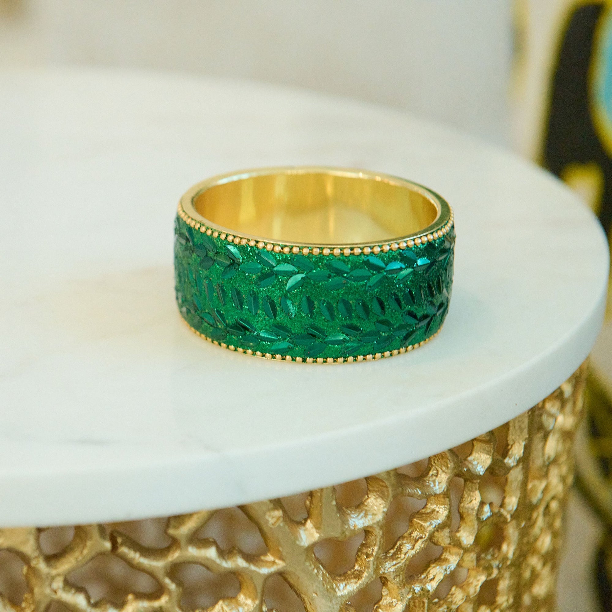 Tyla Party Bangle - Sequin Emerald,Bracelets, Sassy Jones,