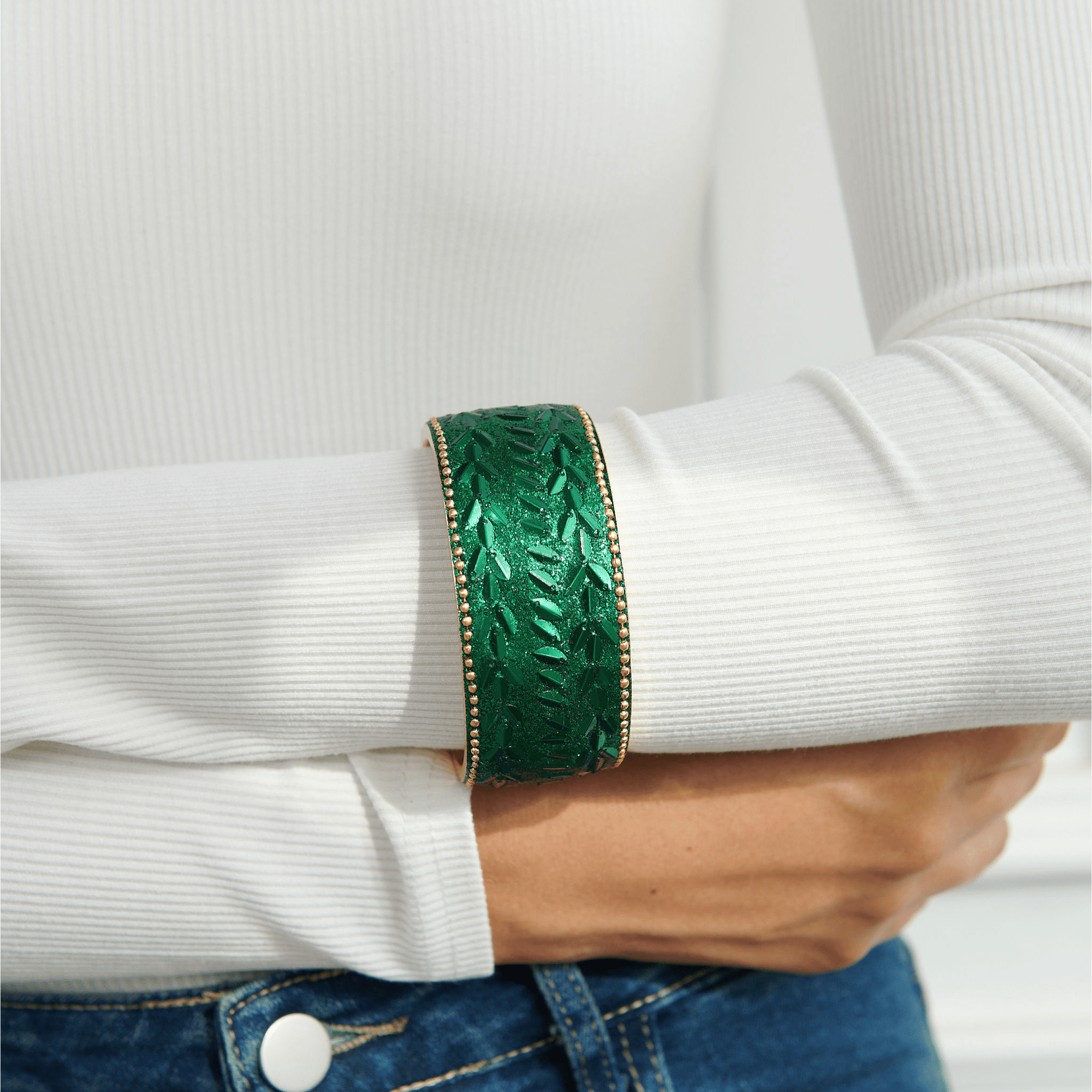 Tyla Party Bangle - Sequin Emerald,Bracelets, Sassy Jones,