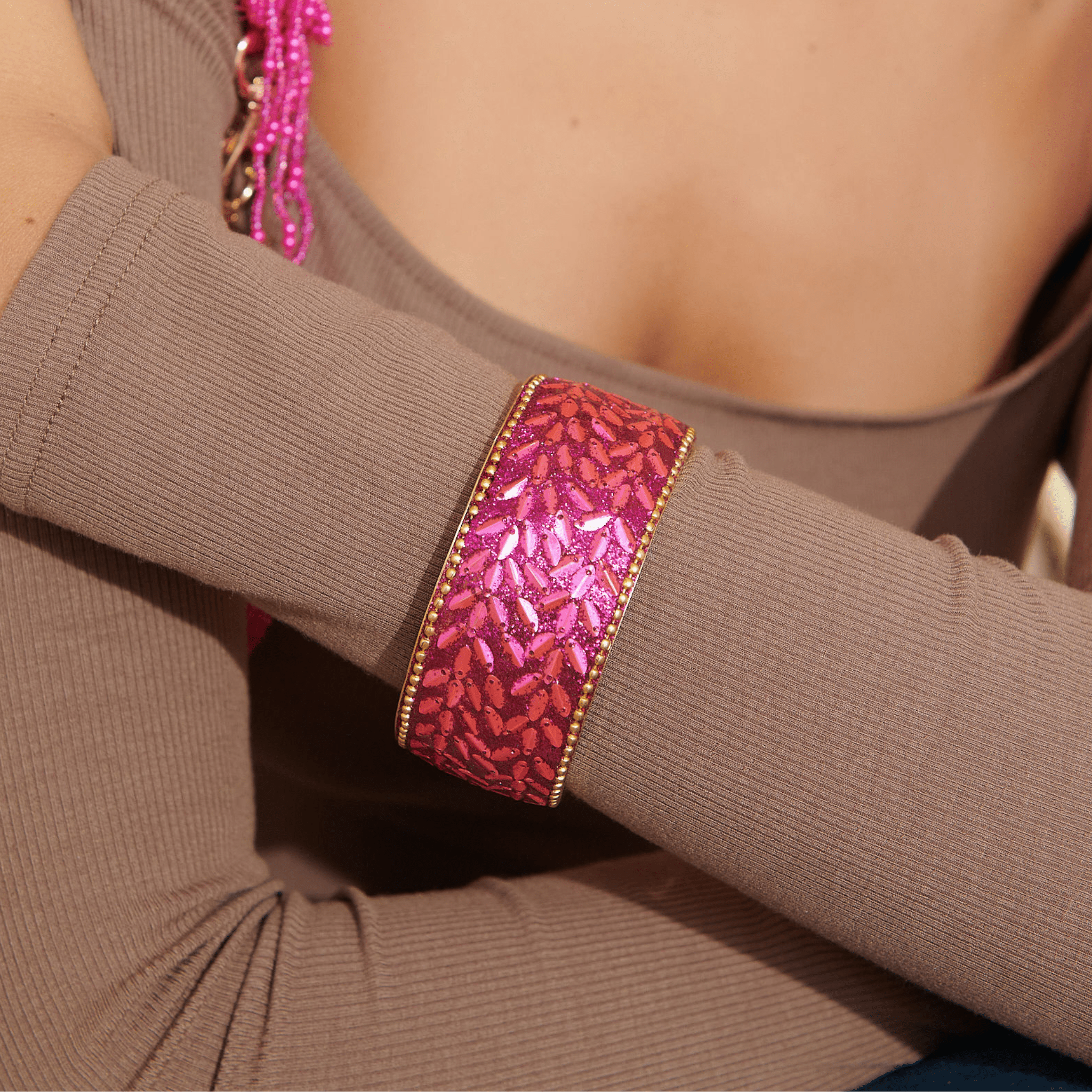 Tyla Party Bangle - Sequin Fuschia,Bracelets, Sassy Jones,