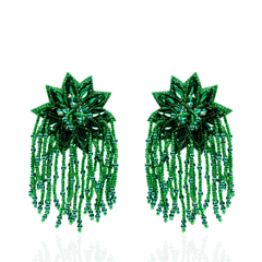 Tyla Party Dangles - Sequin Emerald,Earrings, Sassy Jones,