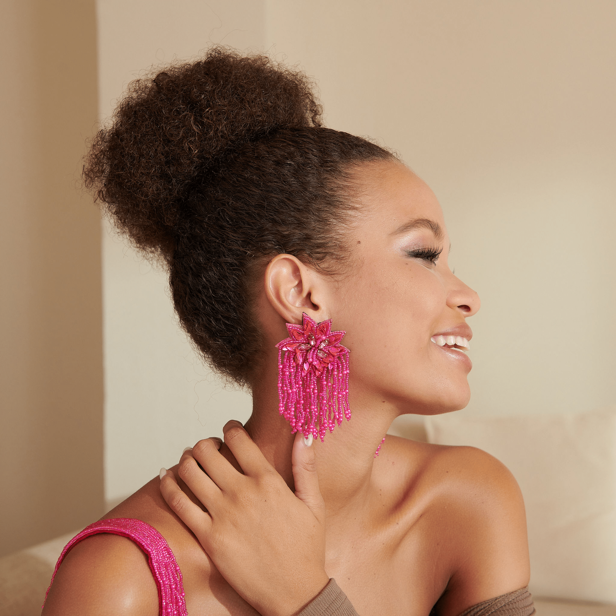 Tyla Party Dangles - Sequin Fuschia,Earrings, Sassy Jones,