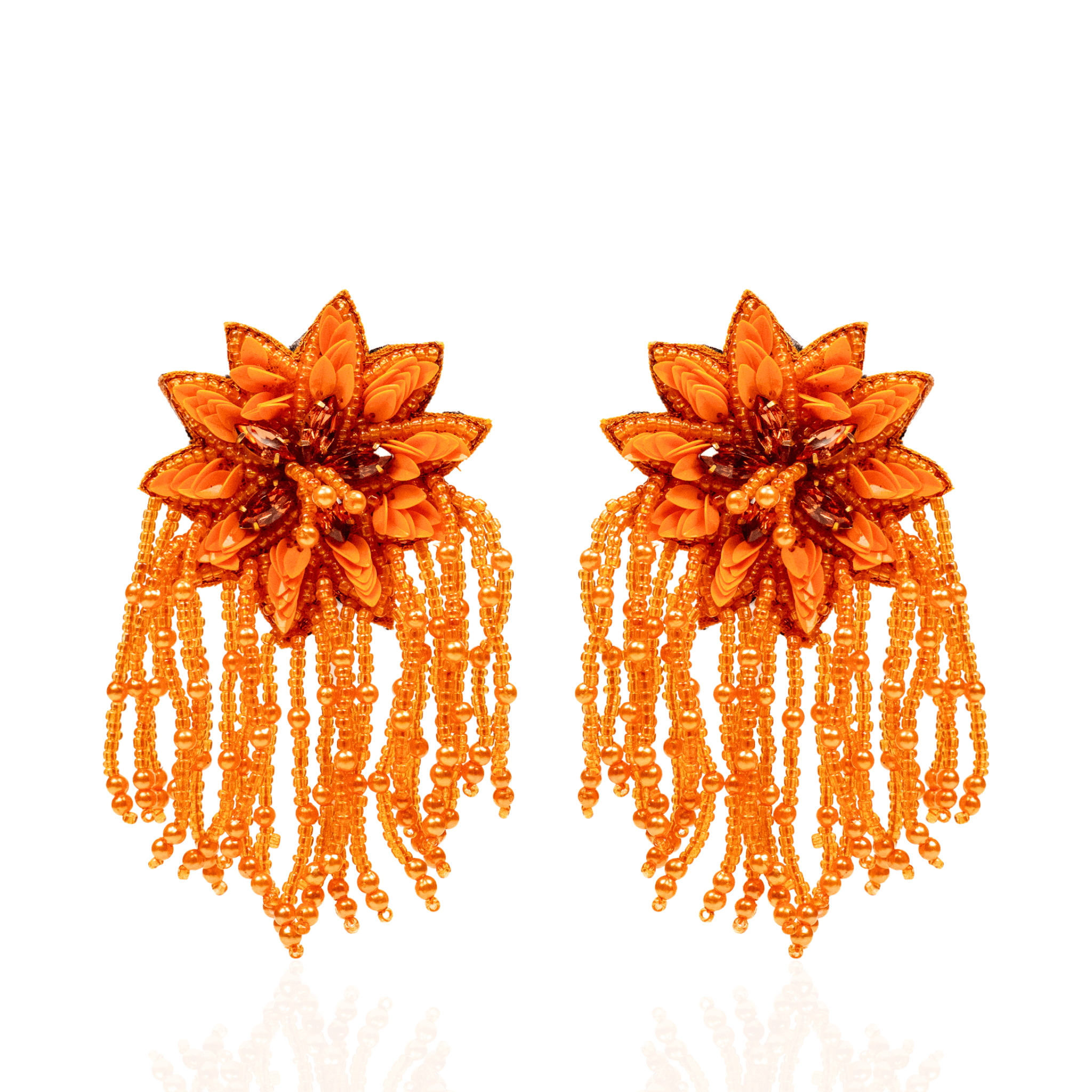 Tyla Party Dangles - Sequin Orange,Earrings, Sassy Jones,