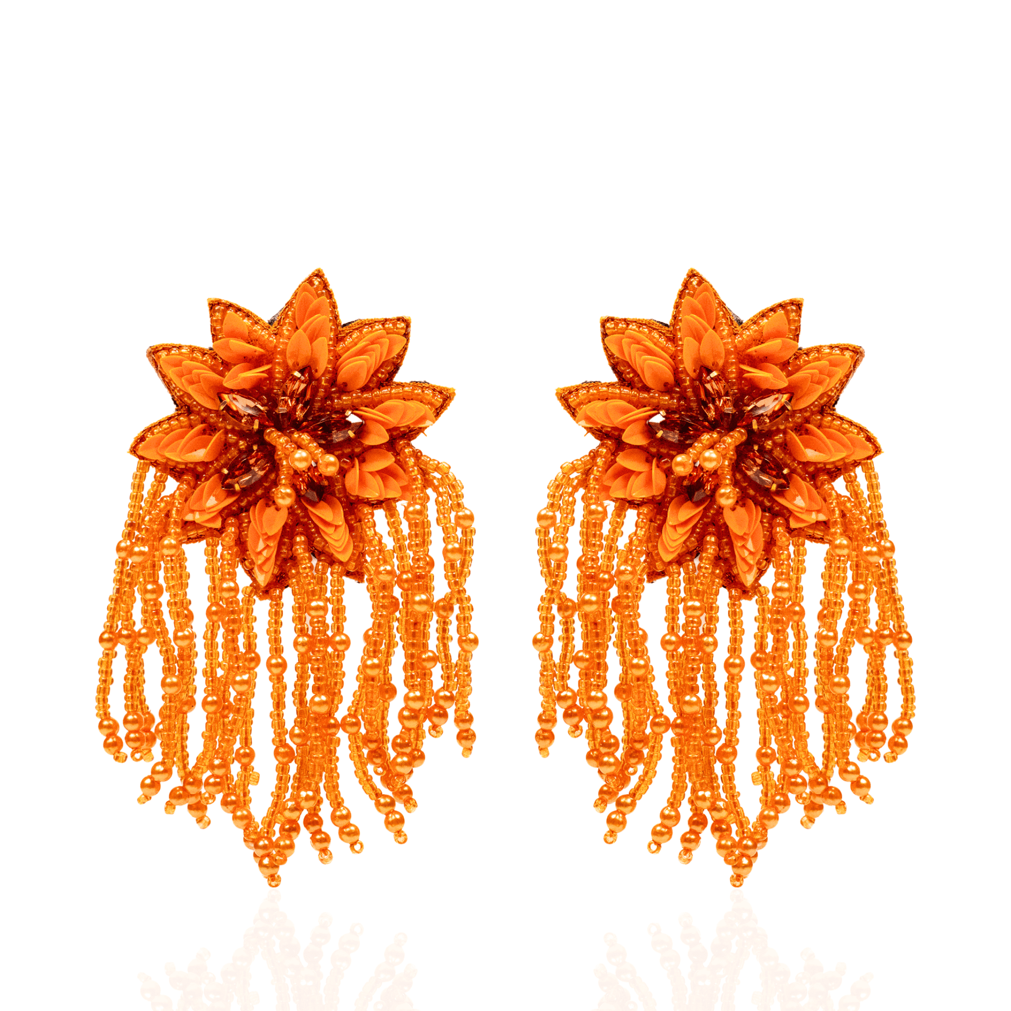 Tyla Party Dangles - Sequin Orange,Earrings, Sassy Jones,