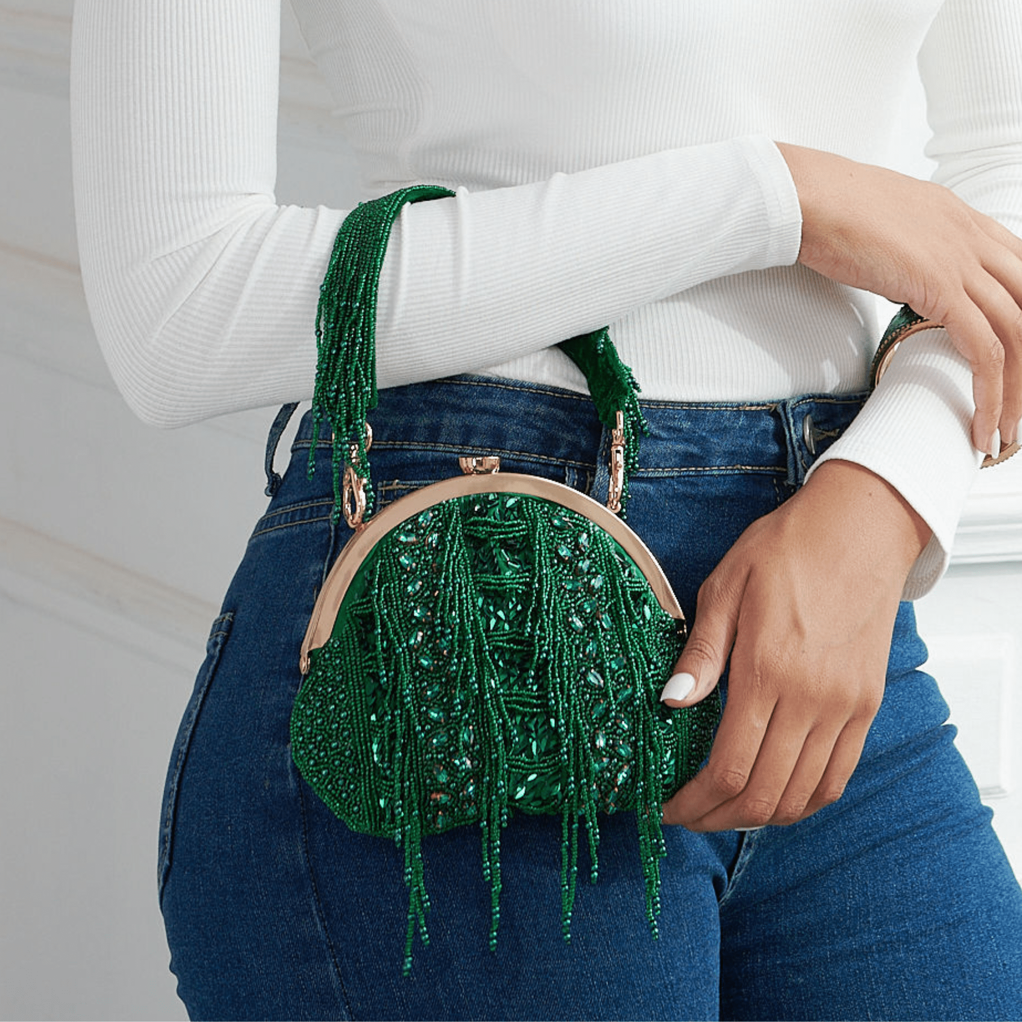 Tyla Party Tote - Sequin Emerald,Handbags, Sassy Jones,