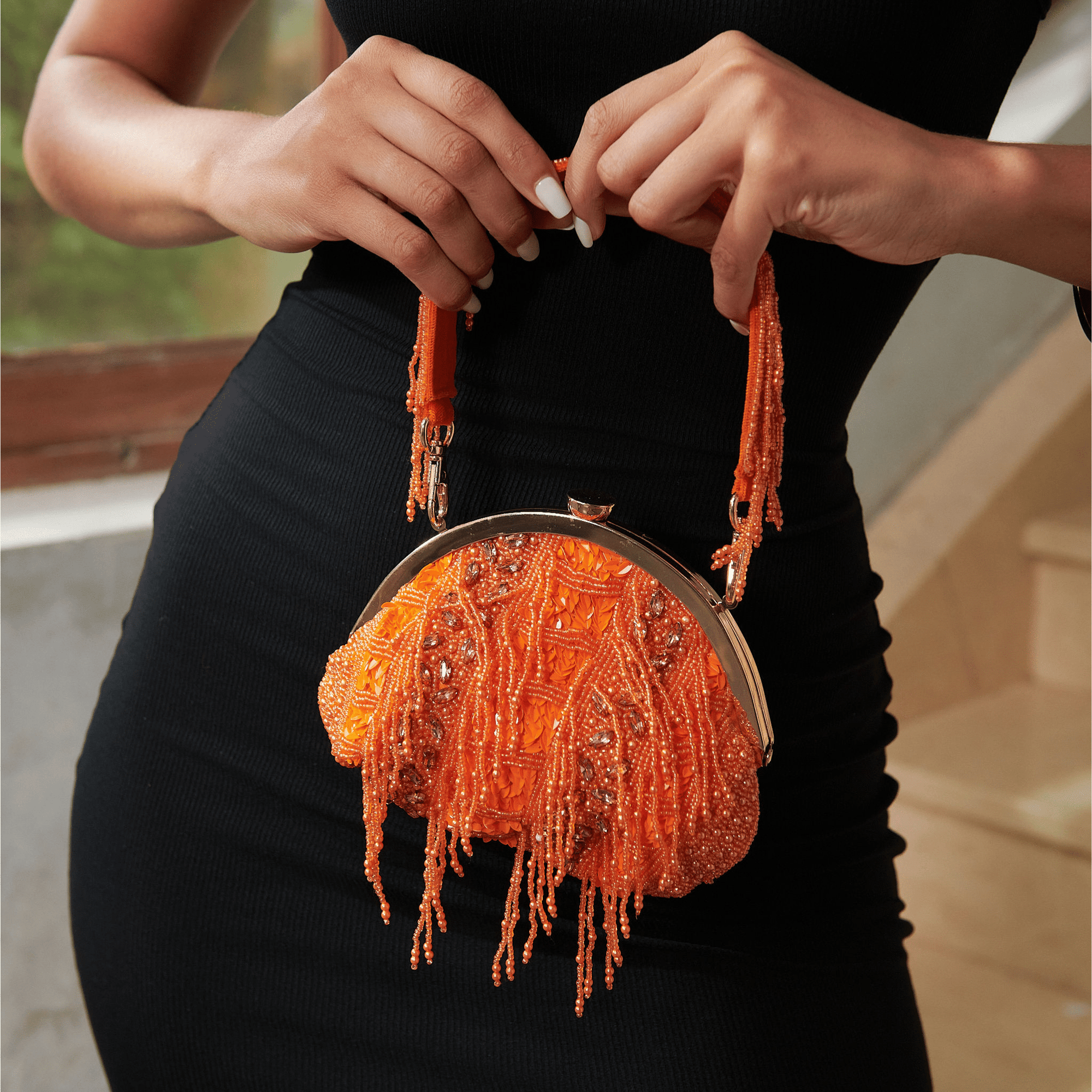 Tyla Party Tote - Sequin Orange,Handbags, Sassy Jones,