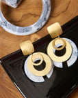 Victoria Dangles - B/W Marble,Earrings, Sassy Jones, black and white earrings, dangles