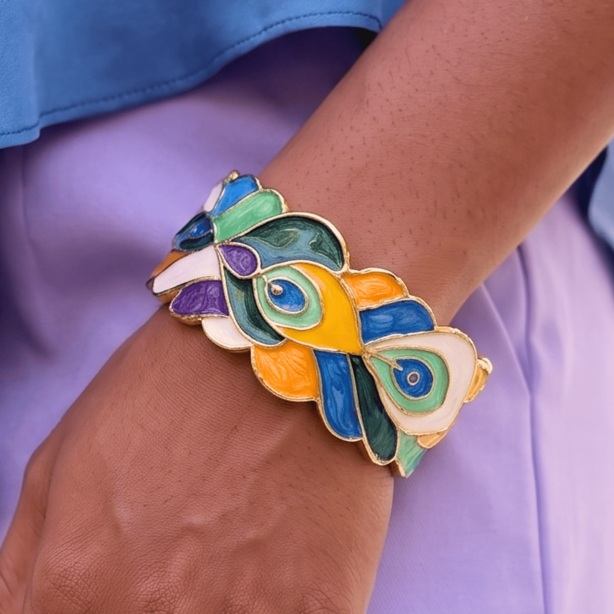 Victoriana Prissy Peacock Adjustable Cuff,Bracelets, Sassy Jones,