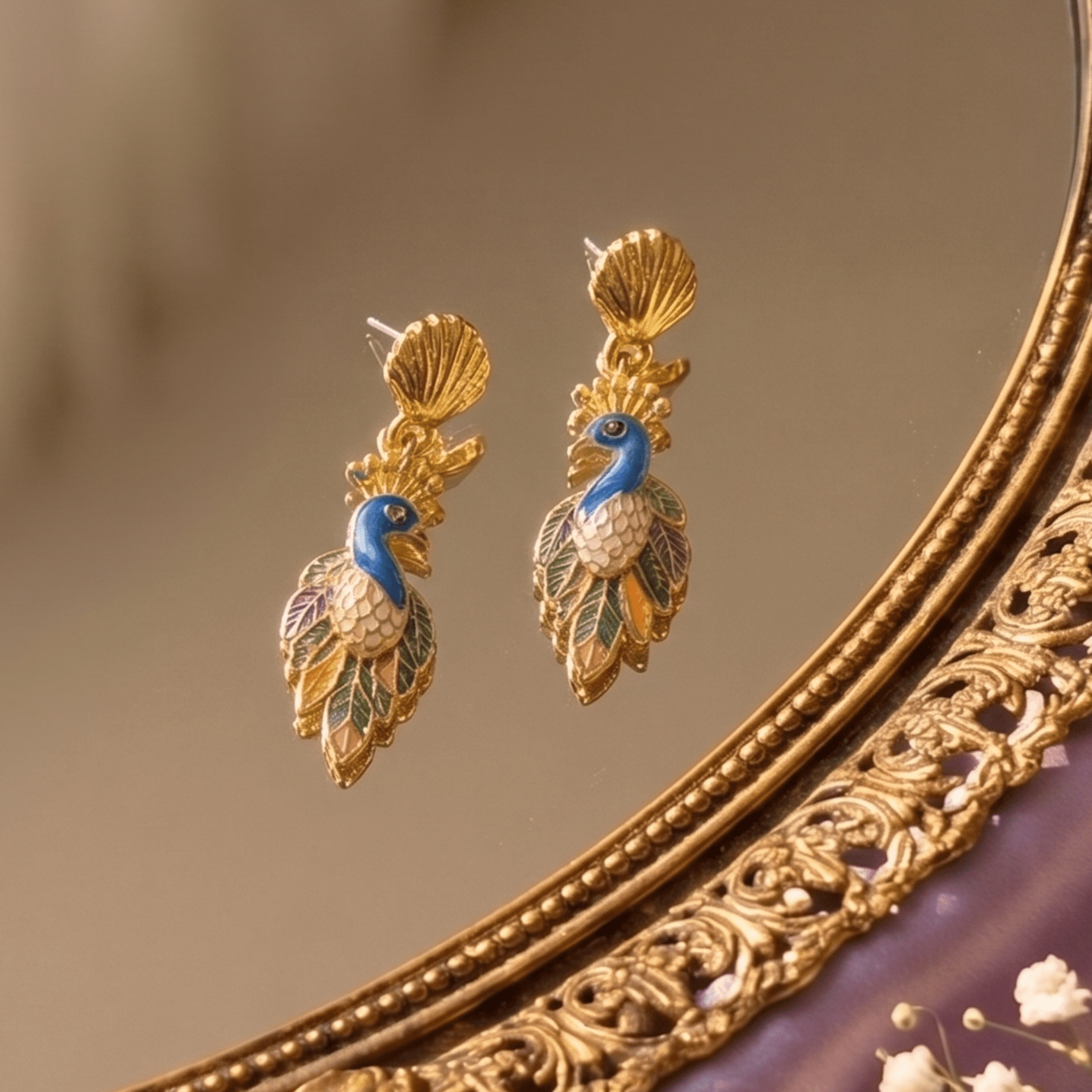 Victoriana Prissy Peacock Earrings,Earrings, Sassy Jones,