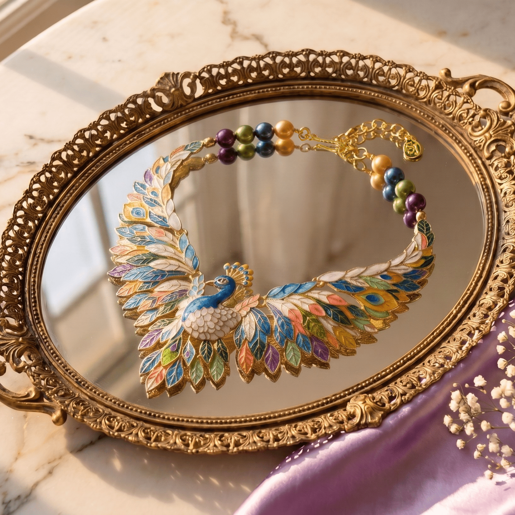 Victoriana Prissy Peacock Necklace,Necklaces, Sassy Jones,